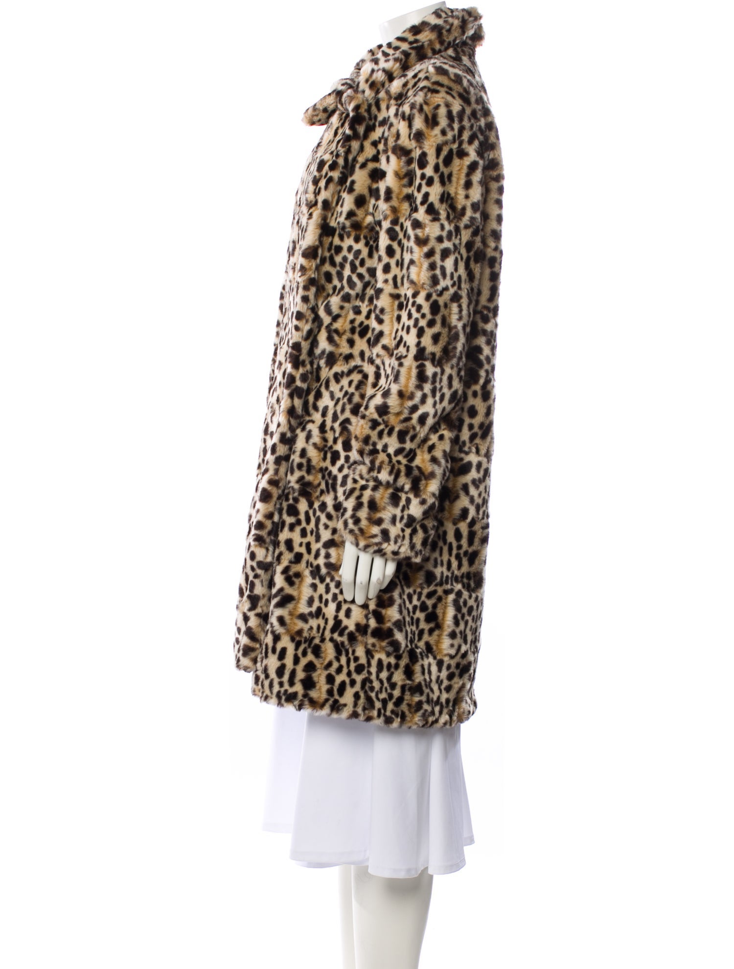 OMO Norma Kamali Faux Fur Animal Print Faux Fur Coat
