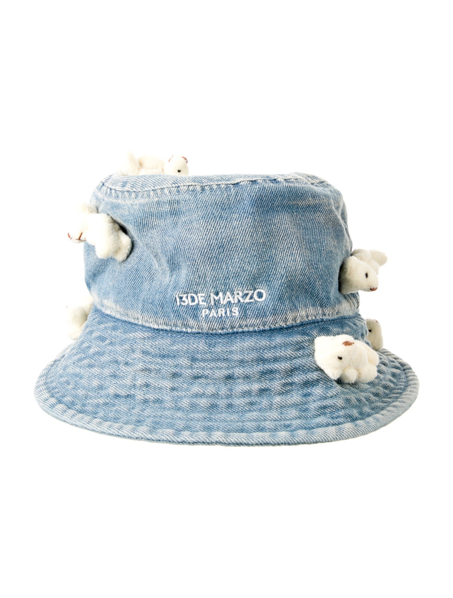 13DE Marzo Cotton-Blend Teddy Bear Pattern Print Bucket Hat
