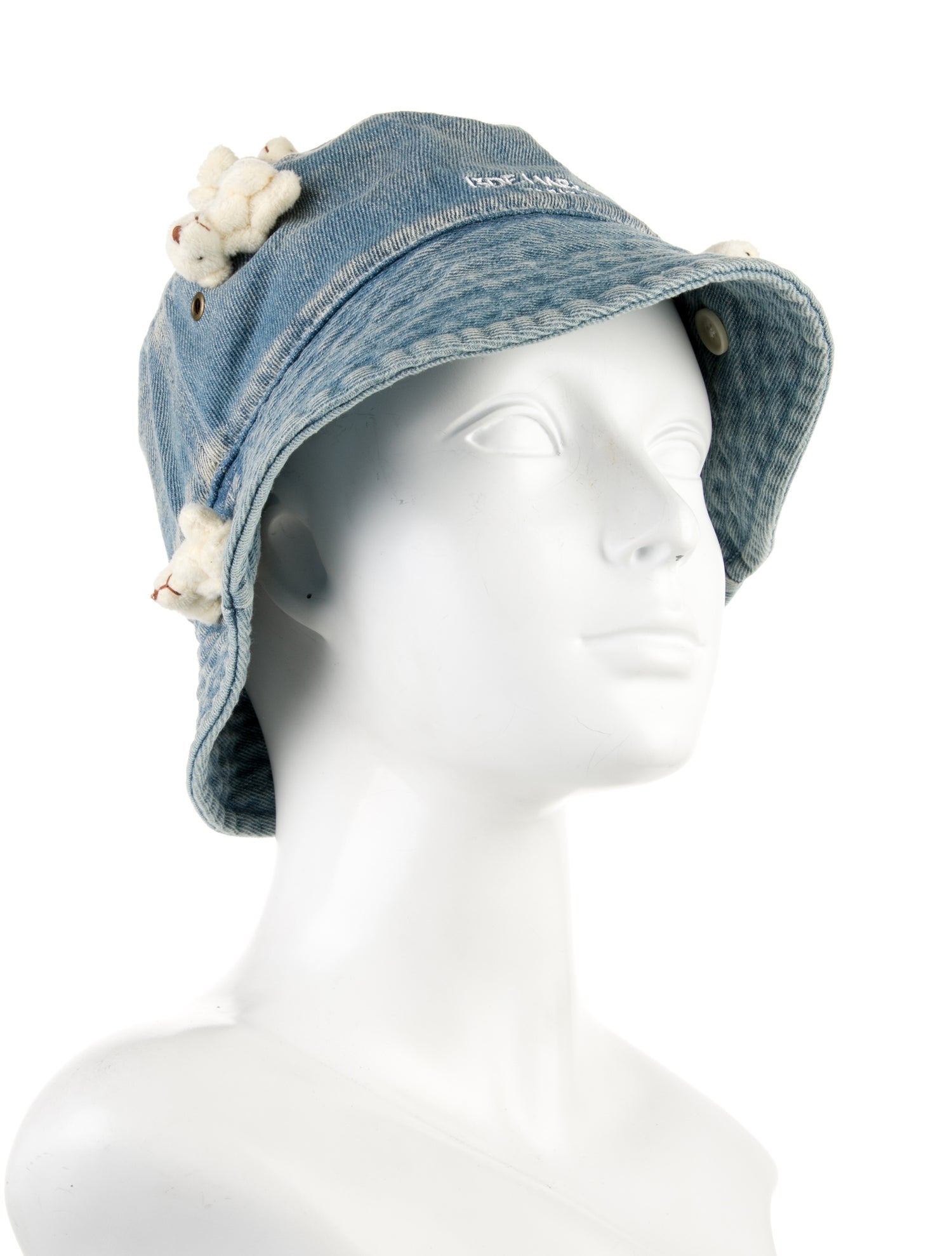 13DE Marzo Cotton-Blend Teddy Bear Pattern Print Bucket Hat