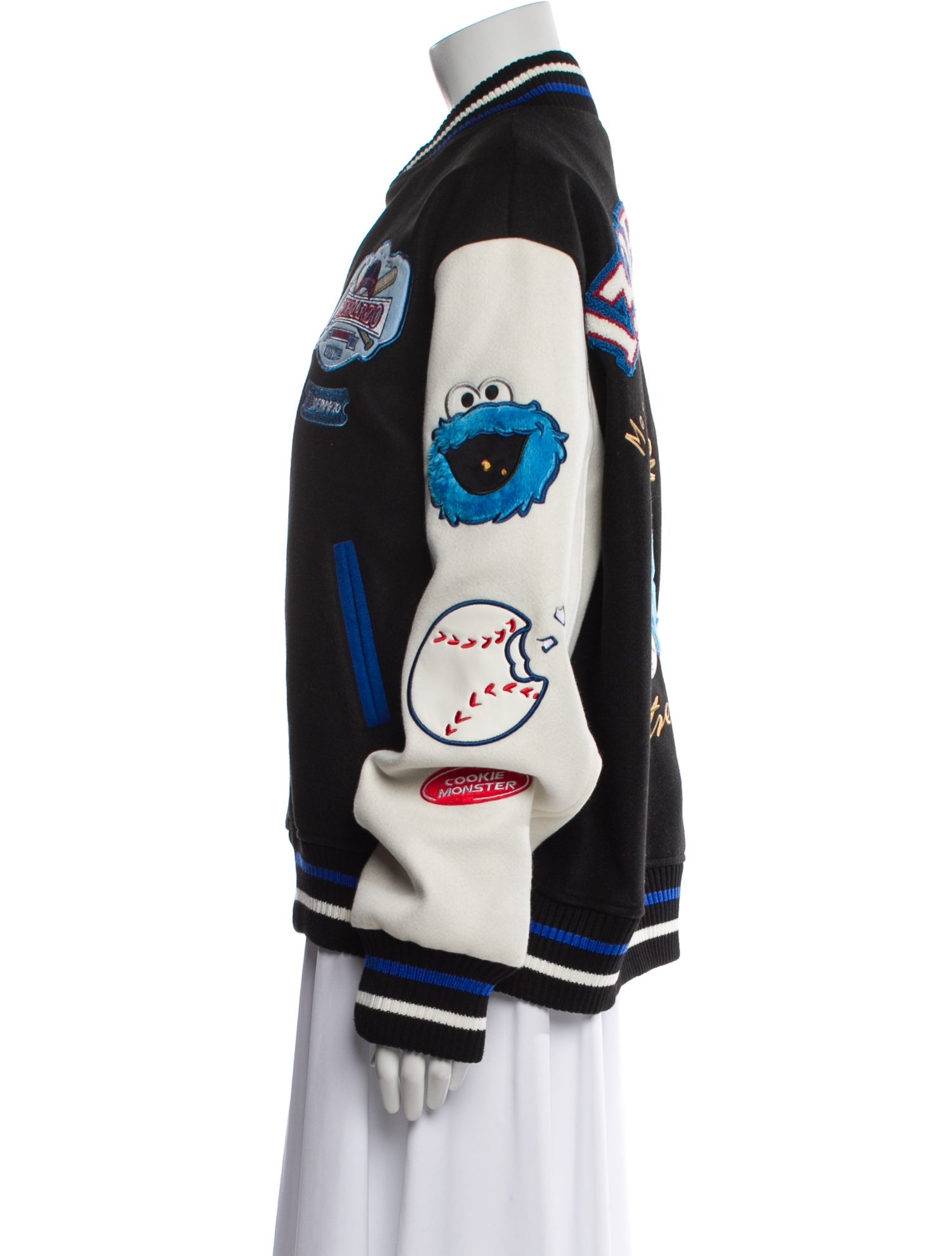 13DE Marzo Cookie Monster Wool Bomber Jacket