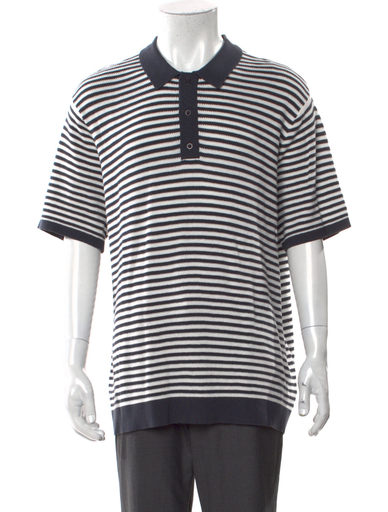Onia Striped Collar Polo Sweater