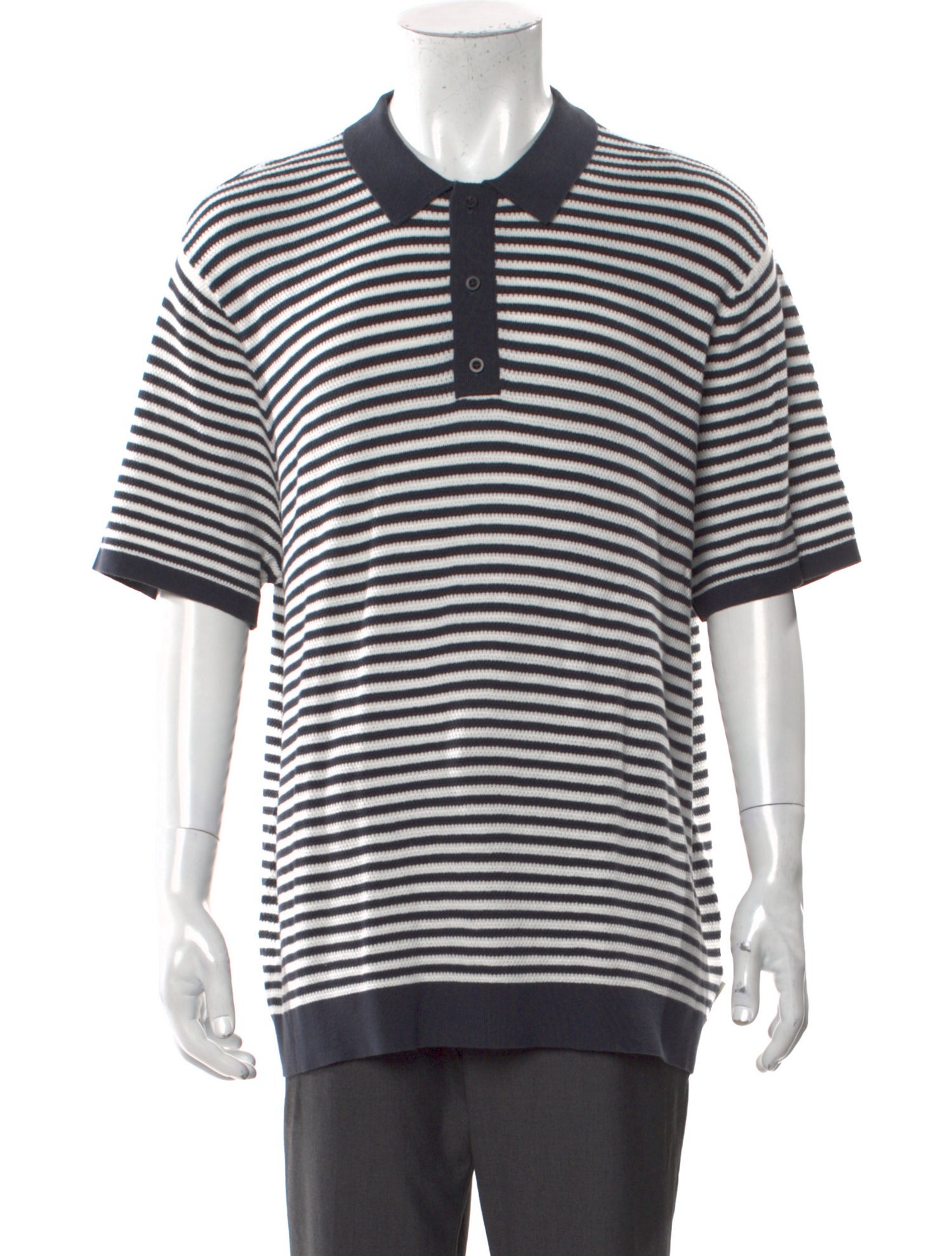 Onia Striped Collar Polo Sweater