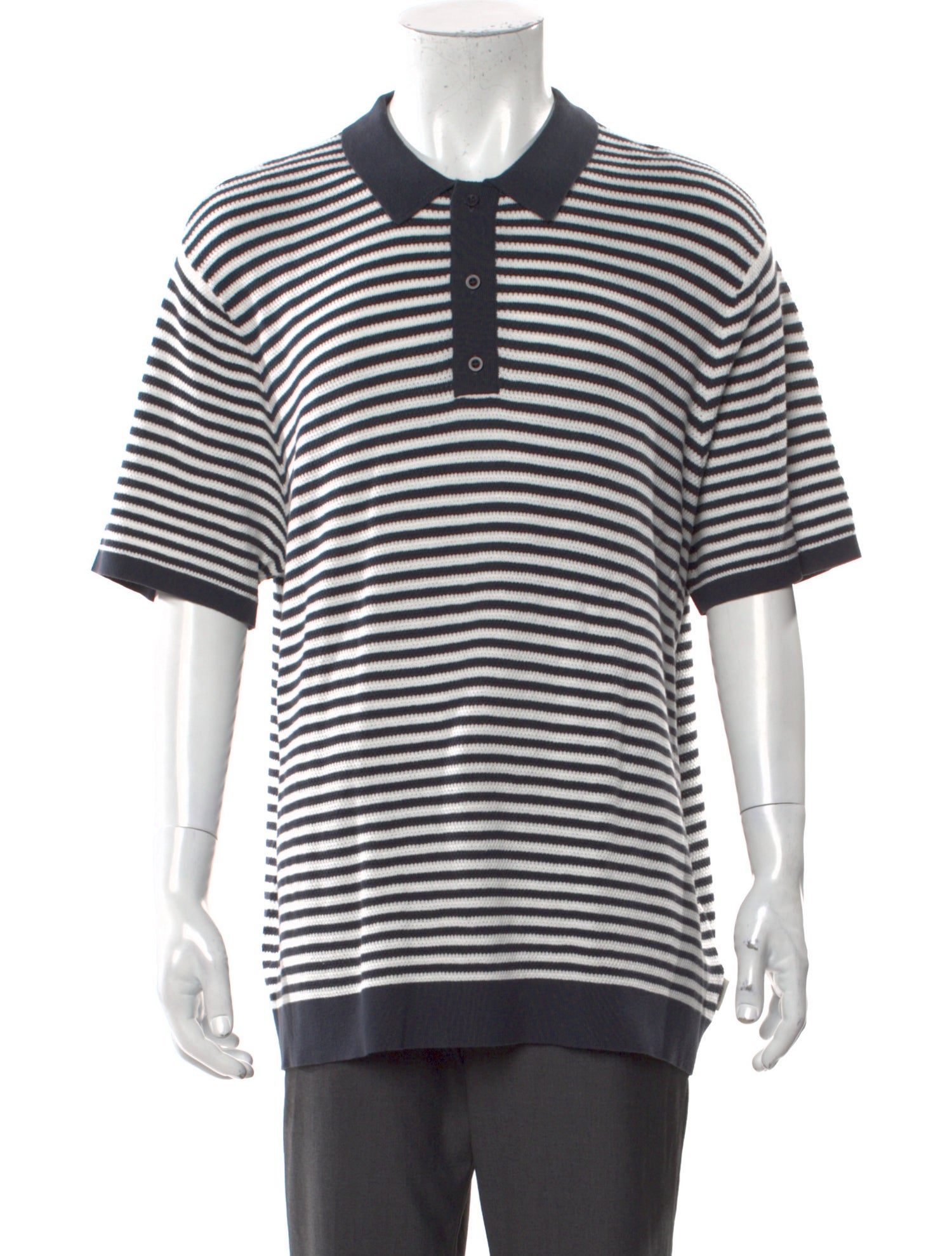 Onia Striped Collar Polo Sweater