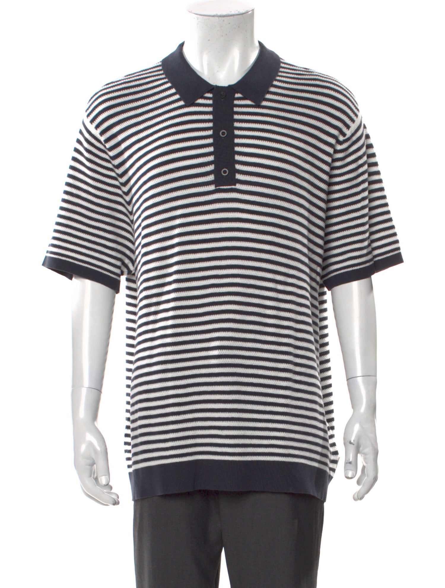 Onia Striped Collar Polo Sweater