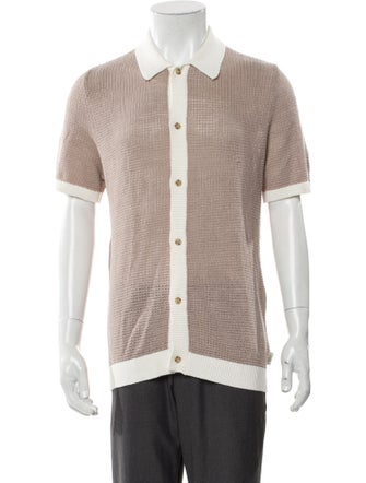 Onia Linen Colorblock Pattern Cardigan