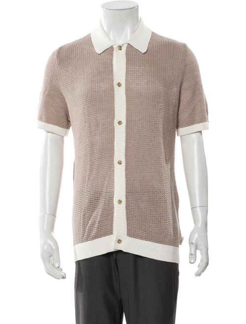 Onia Linen Colorblock Pattern Cardigan