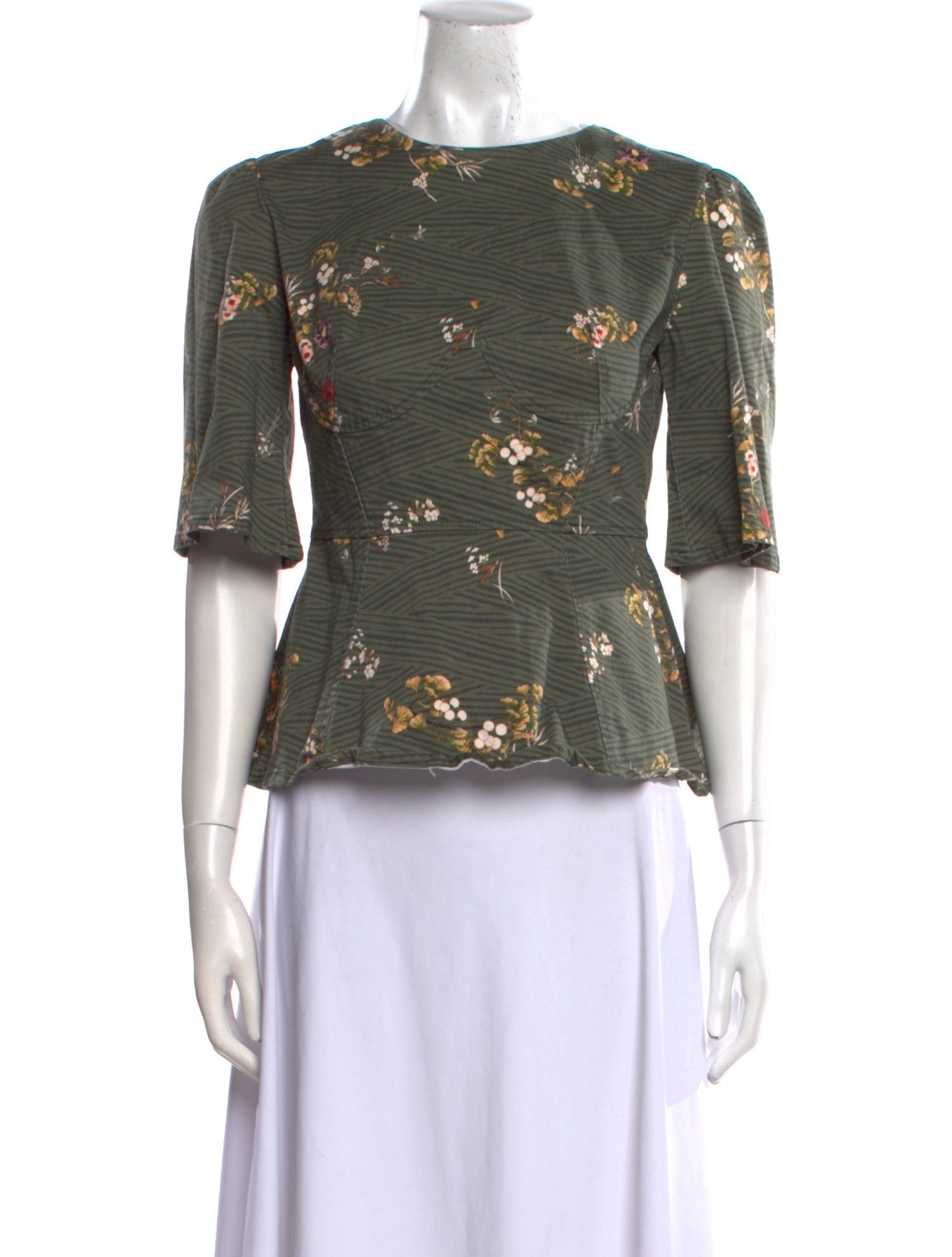 Onirik Floral Print Bateau Neckline Top