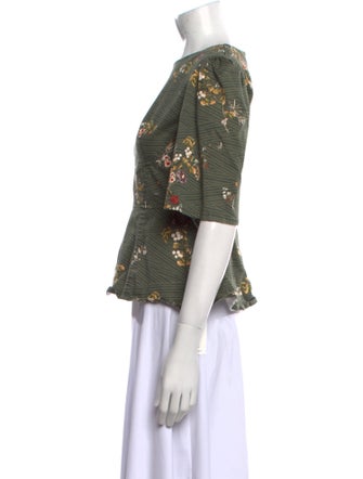 Onirik Floral Print Bateau Neckline Top