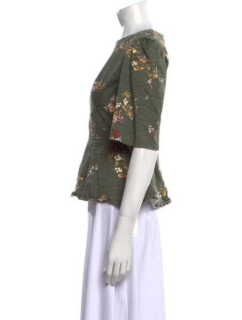 Onirik Floral Print Bateau Neckline Top