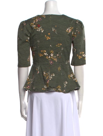 Onirik Floral Print Bateau Neckline Top