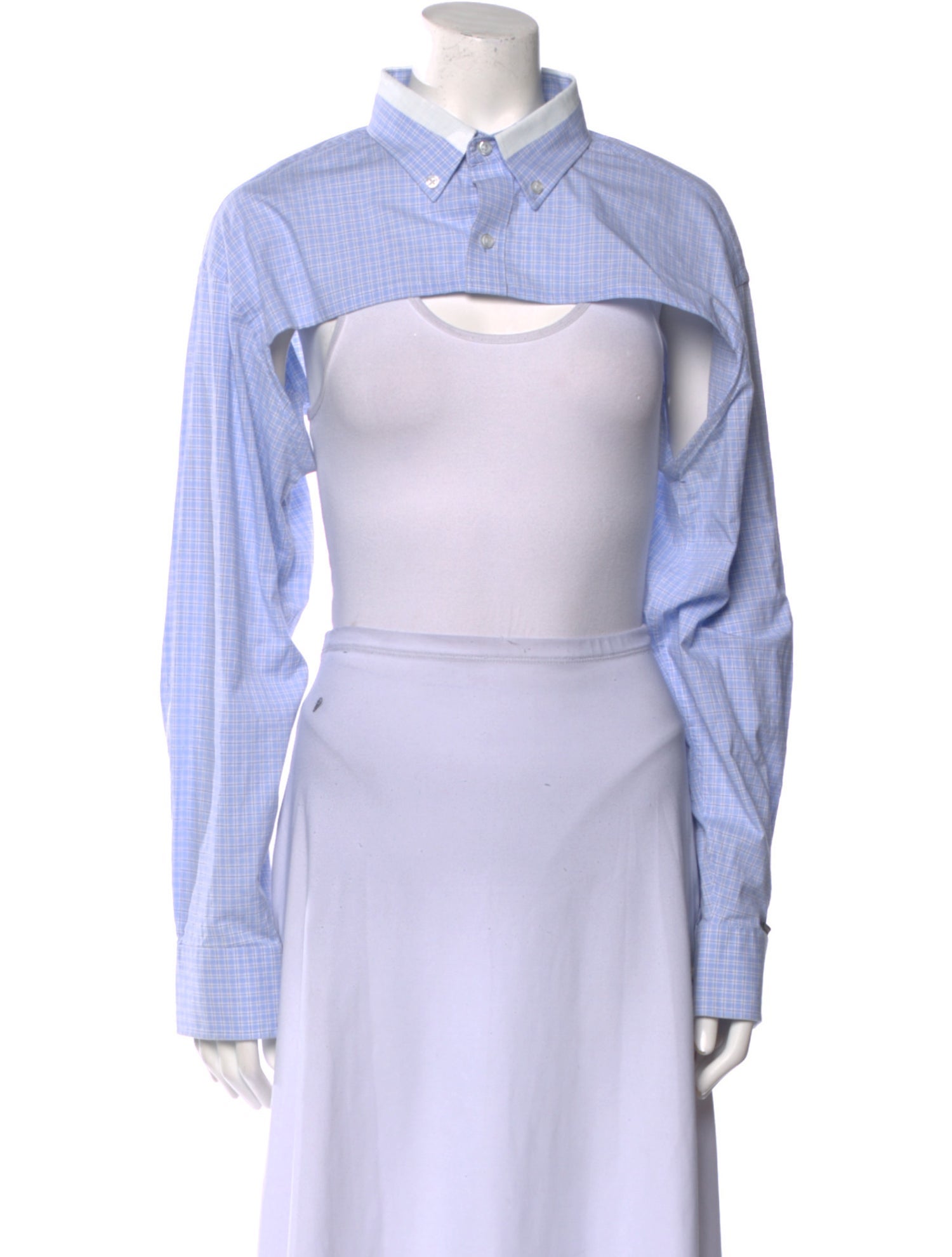 1/OFF Plaid Print Long Sleeve Crop Top