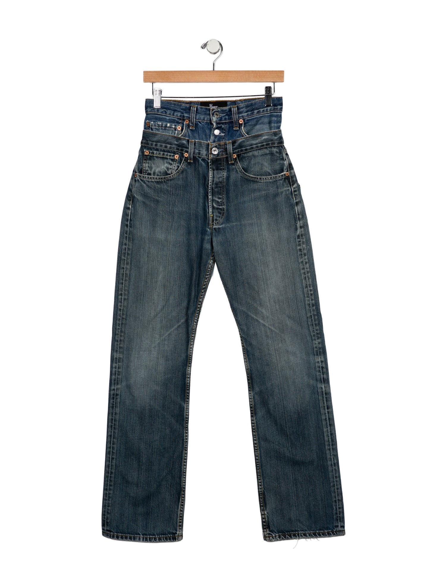 1/OFF High-Rise Straight Leg Jeans