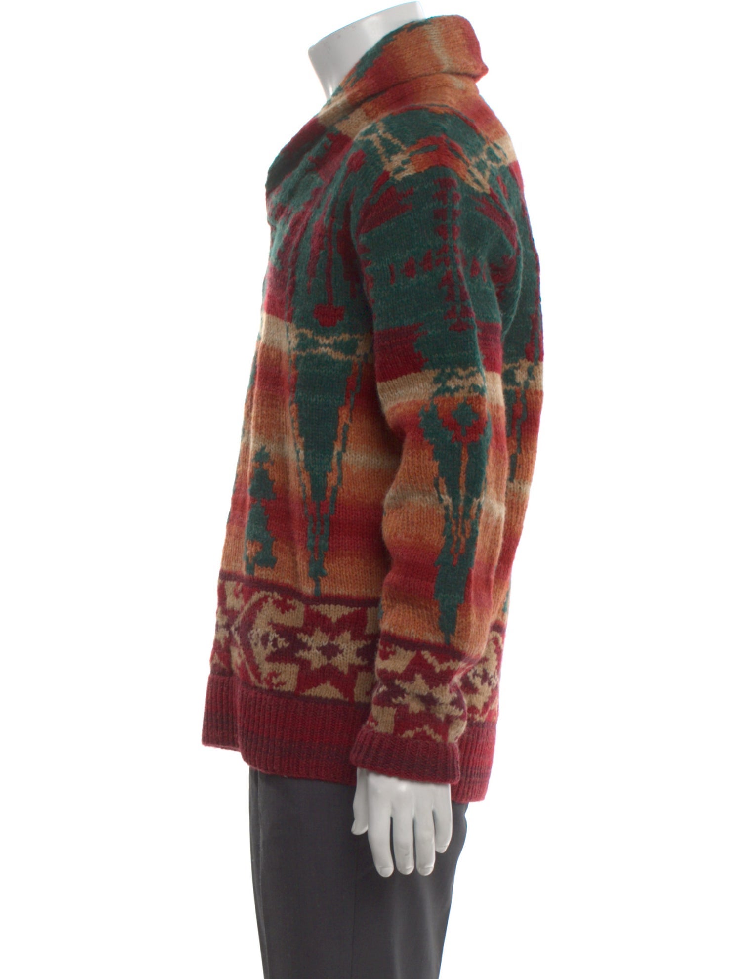 Polo Country Ralph Lauren Hand Knit Aztec Printed Polo Sweater