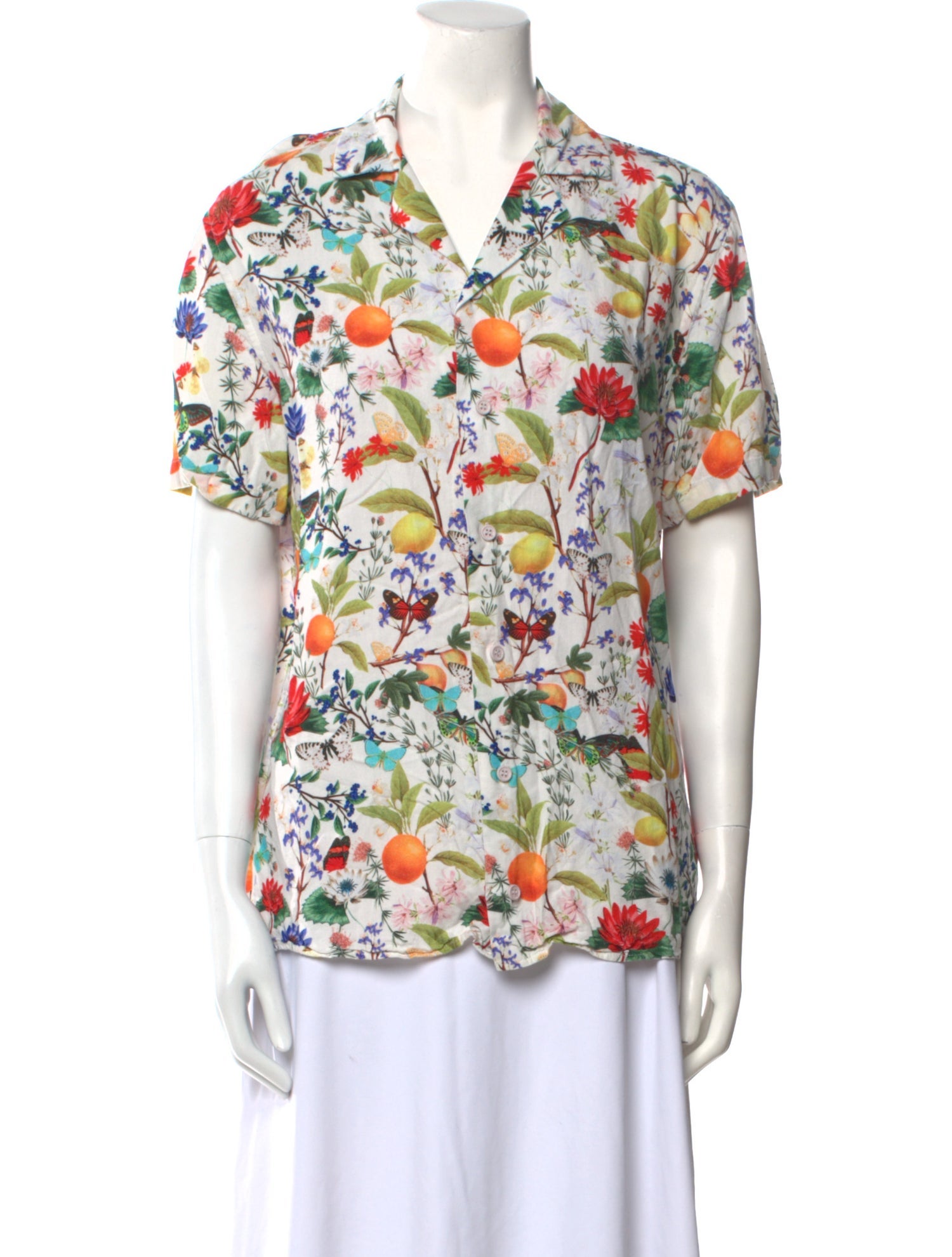 Orlebar Brown Floral Print Short Sleeve Button-Up Top