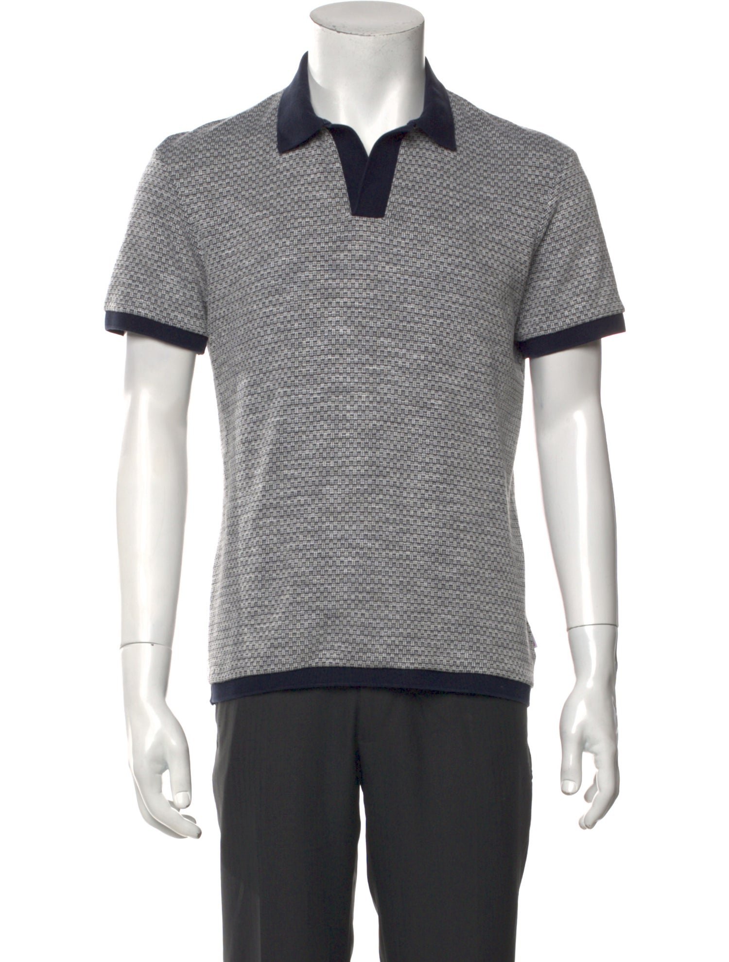 Orlebar Brown Colorblock Pattern V-Neck Polo Shirt