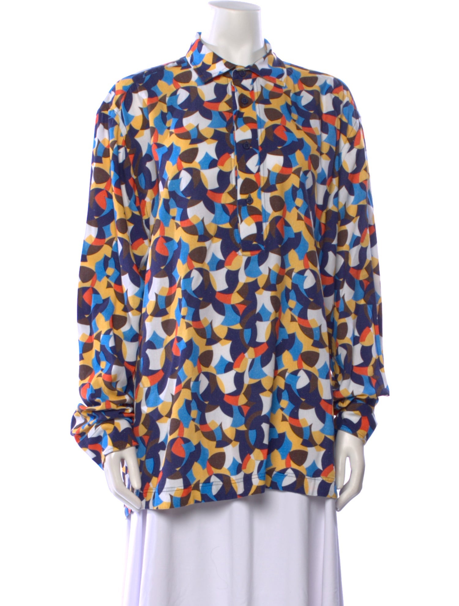 Orlebar Brown Printed Long Sleeve Button-Up Top