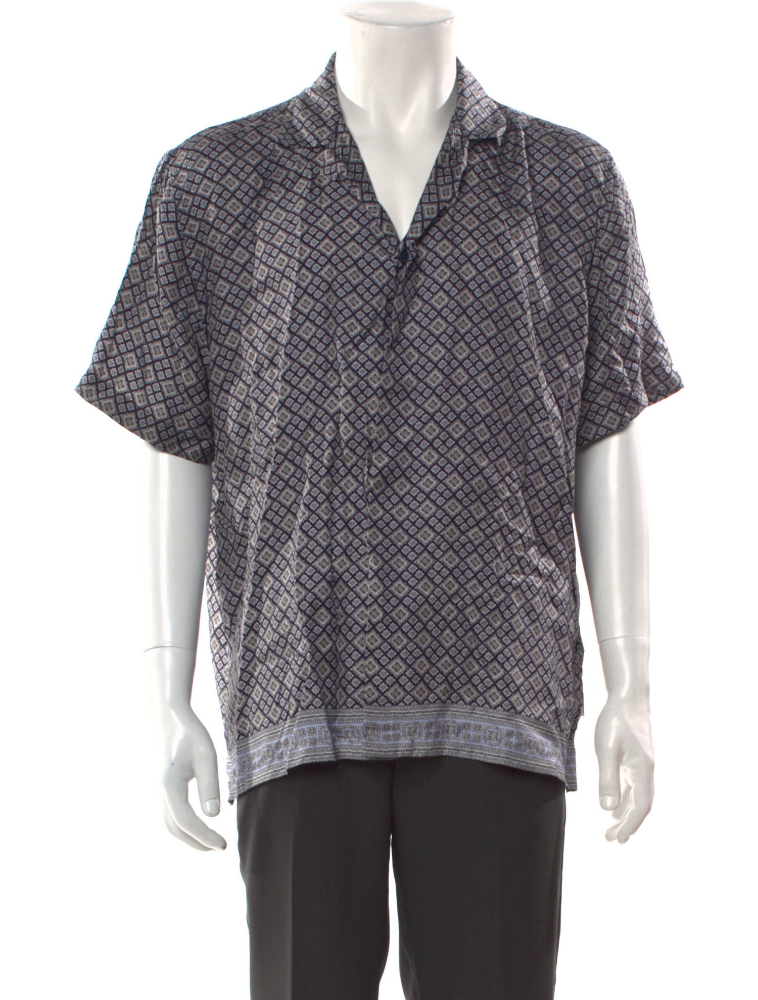 Orlebar Brown Silk Plaid Print Shirt