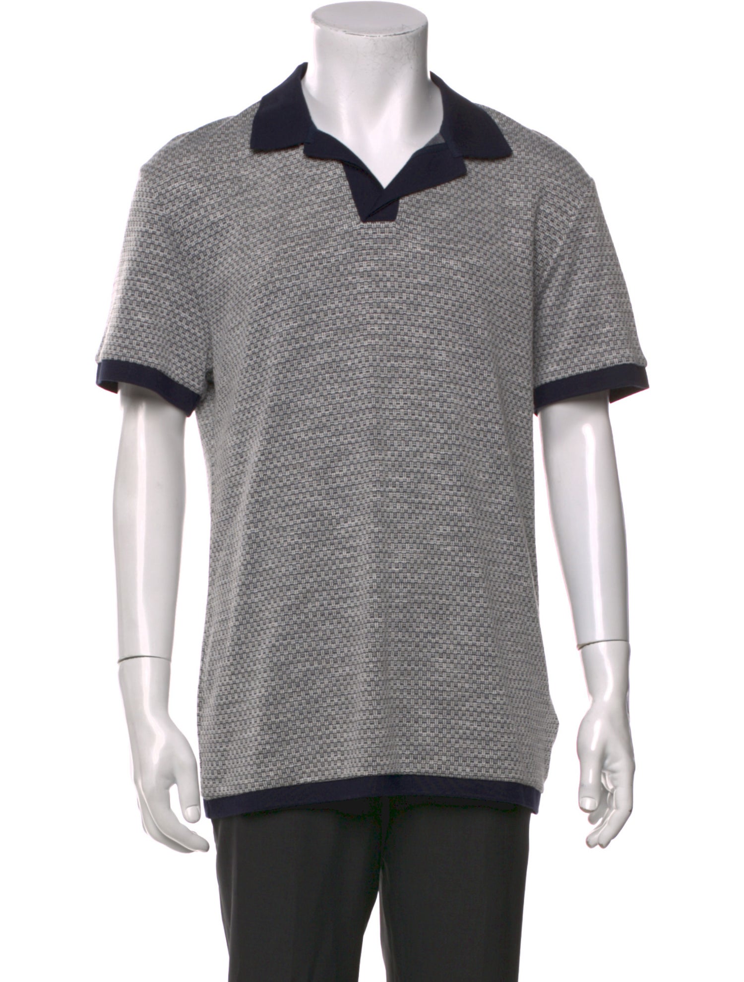 Orlebar Brown Colorblock Pattern V-Neck Polo Shirt