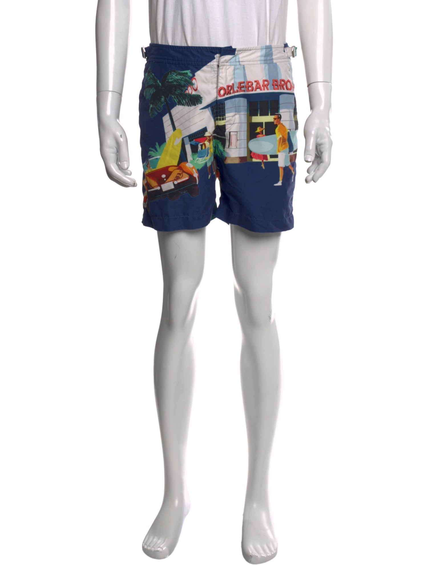 Orlebar Brown Graphic Print Flat Front Shorts