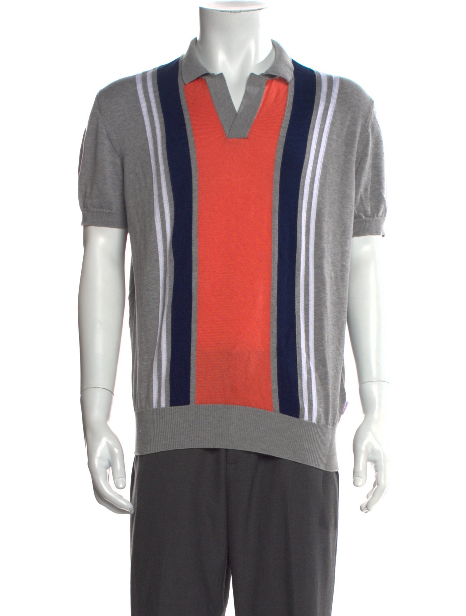 Orlebar Brown Striped V-Neck Polo Shirt