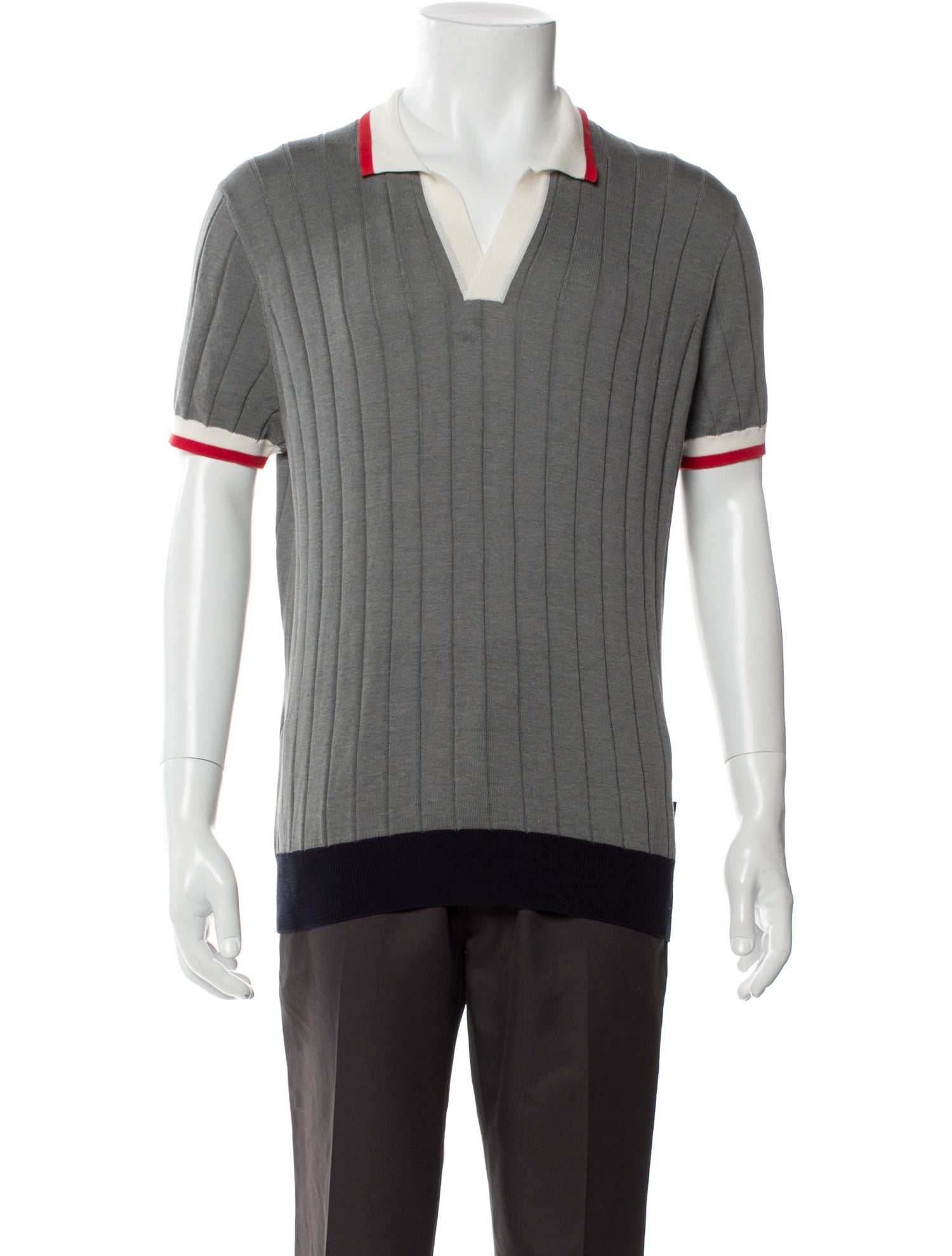 Orlebar Brown Striped V-Neck Polo Sweater