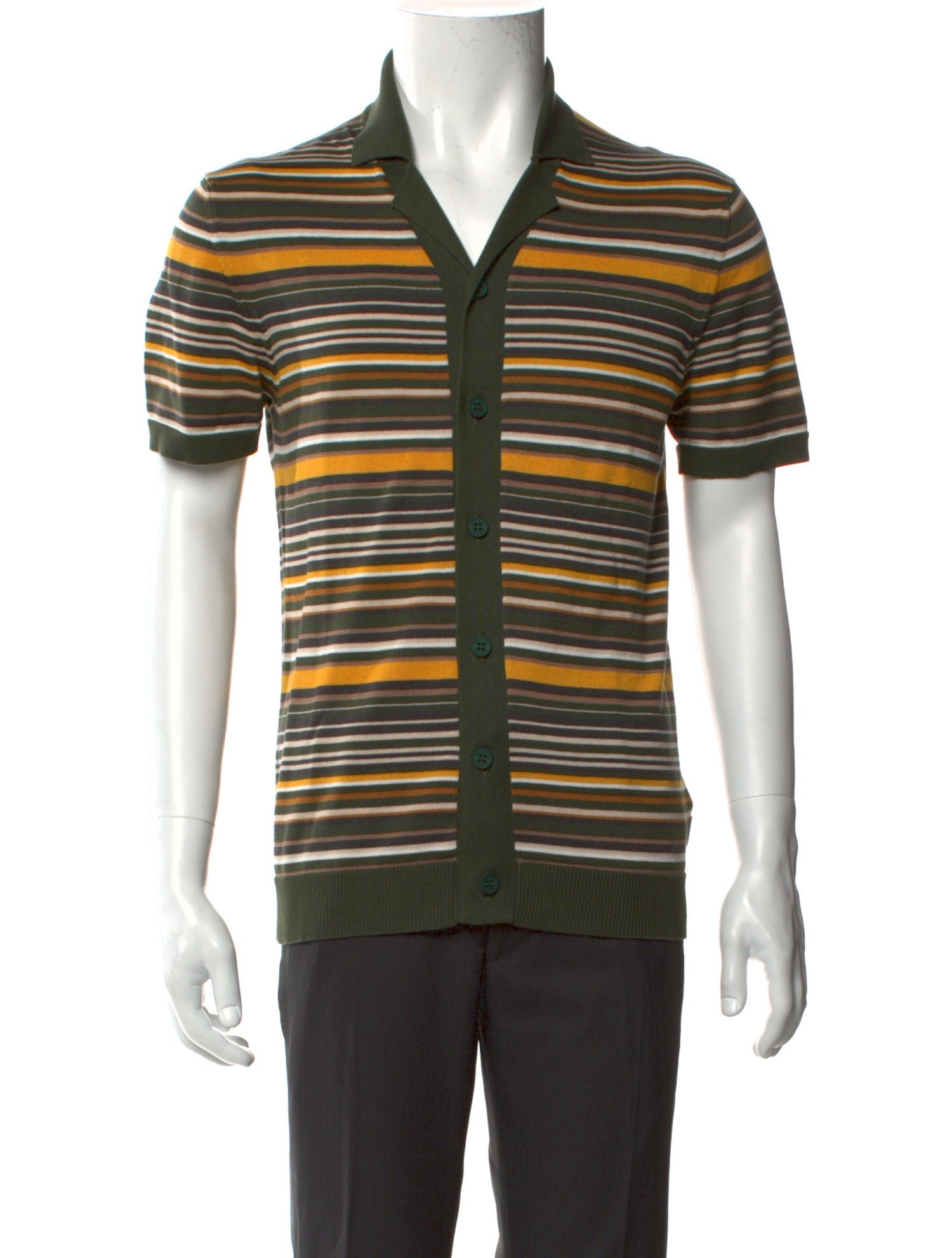 Orlebar Brown Striped V-Neck Polo Sweater