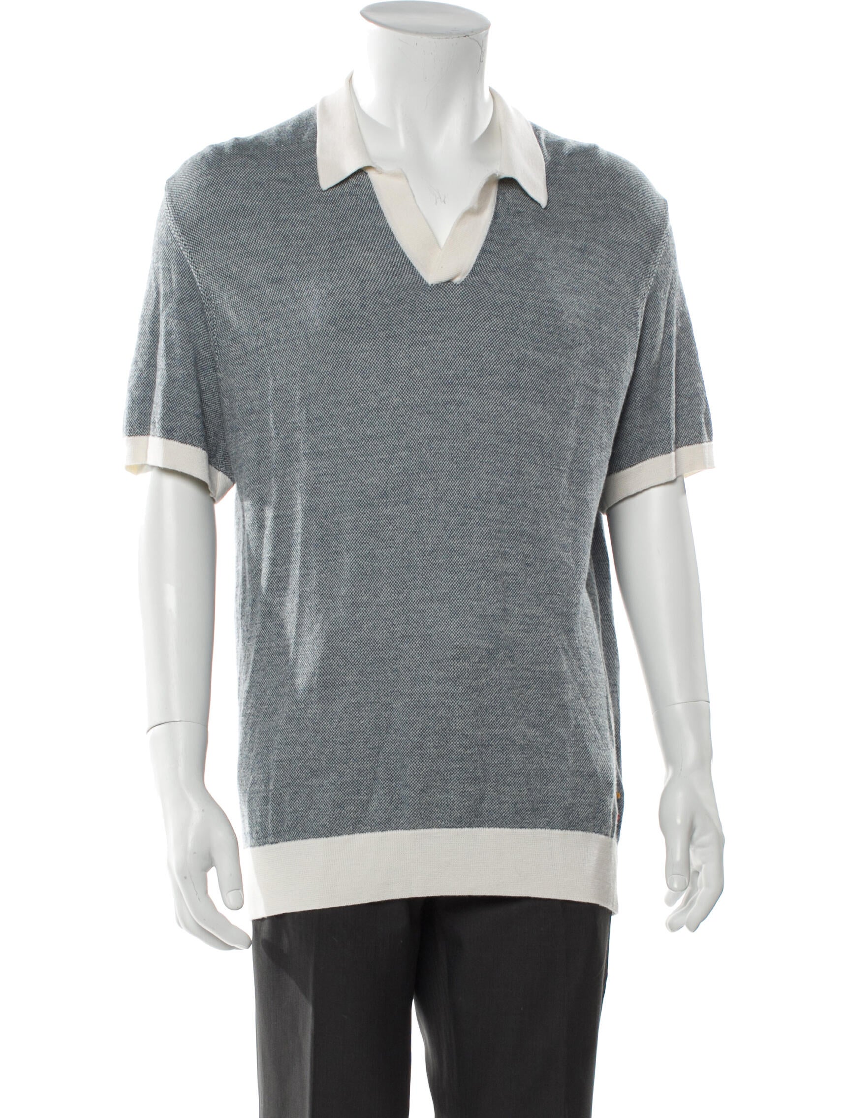 Orlebar Brown Merino Wool Colorblock Pattern Polo Sweater