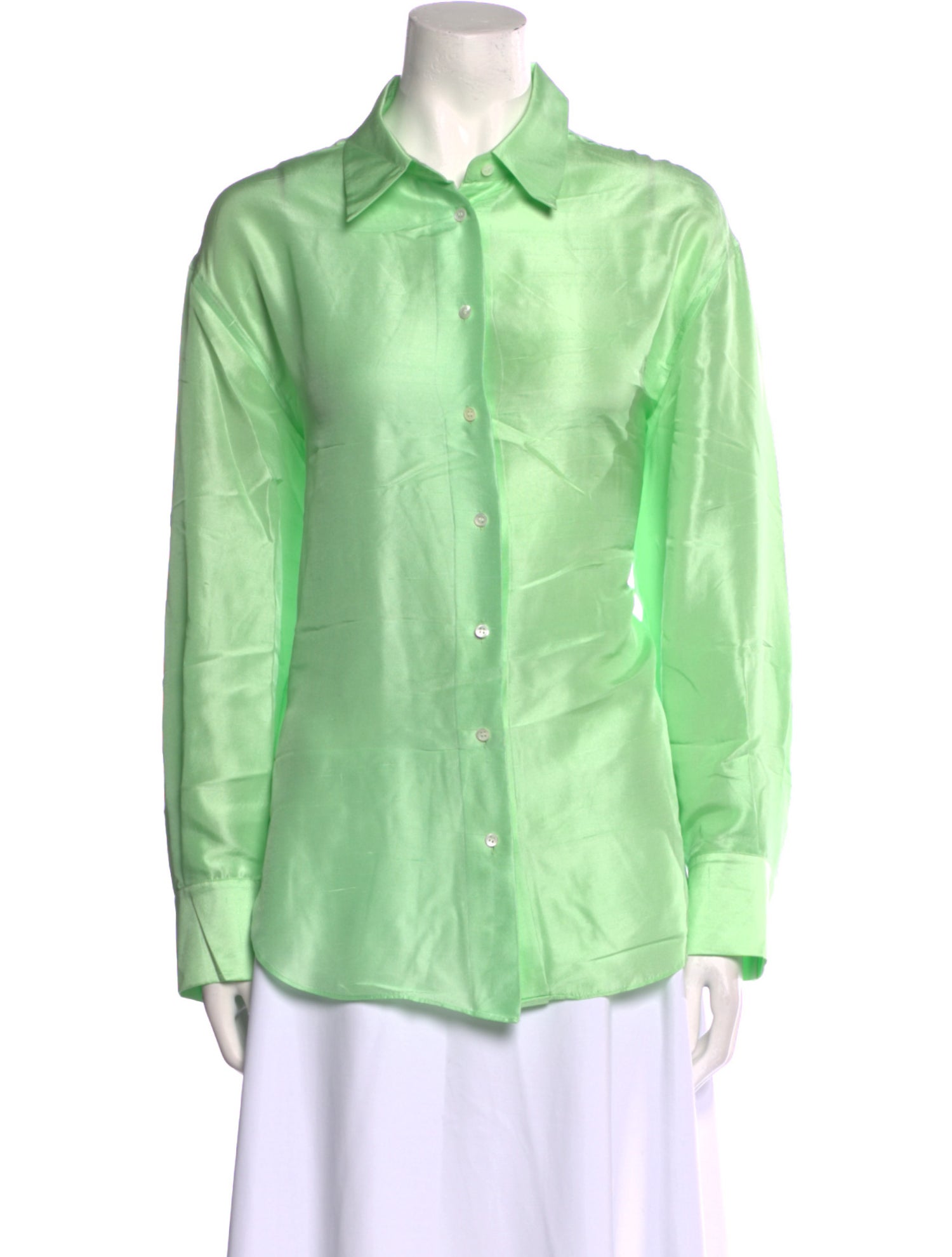 Oroton Silk Long Sleeve Button-Up Top