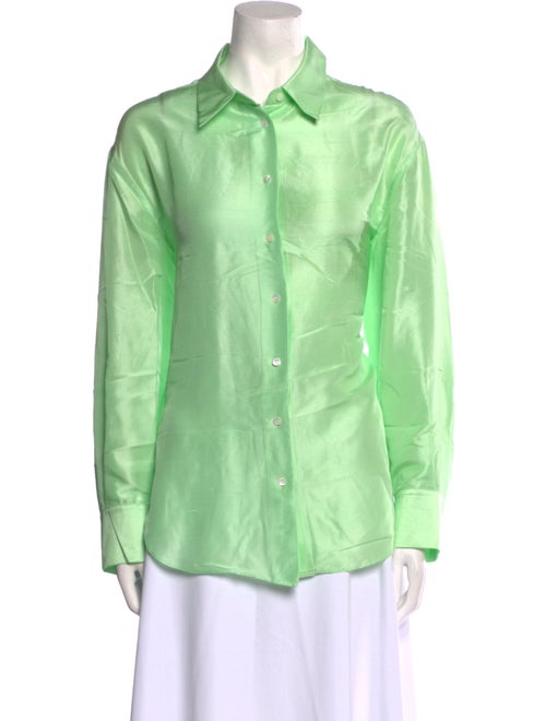 Oroton Silk Long Sleeve Button-Up Top