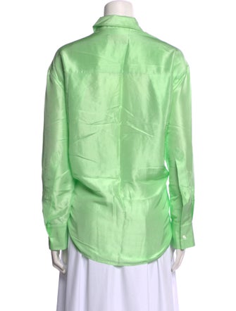 Oroton Silk Long Sleeve Button-Up Top