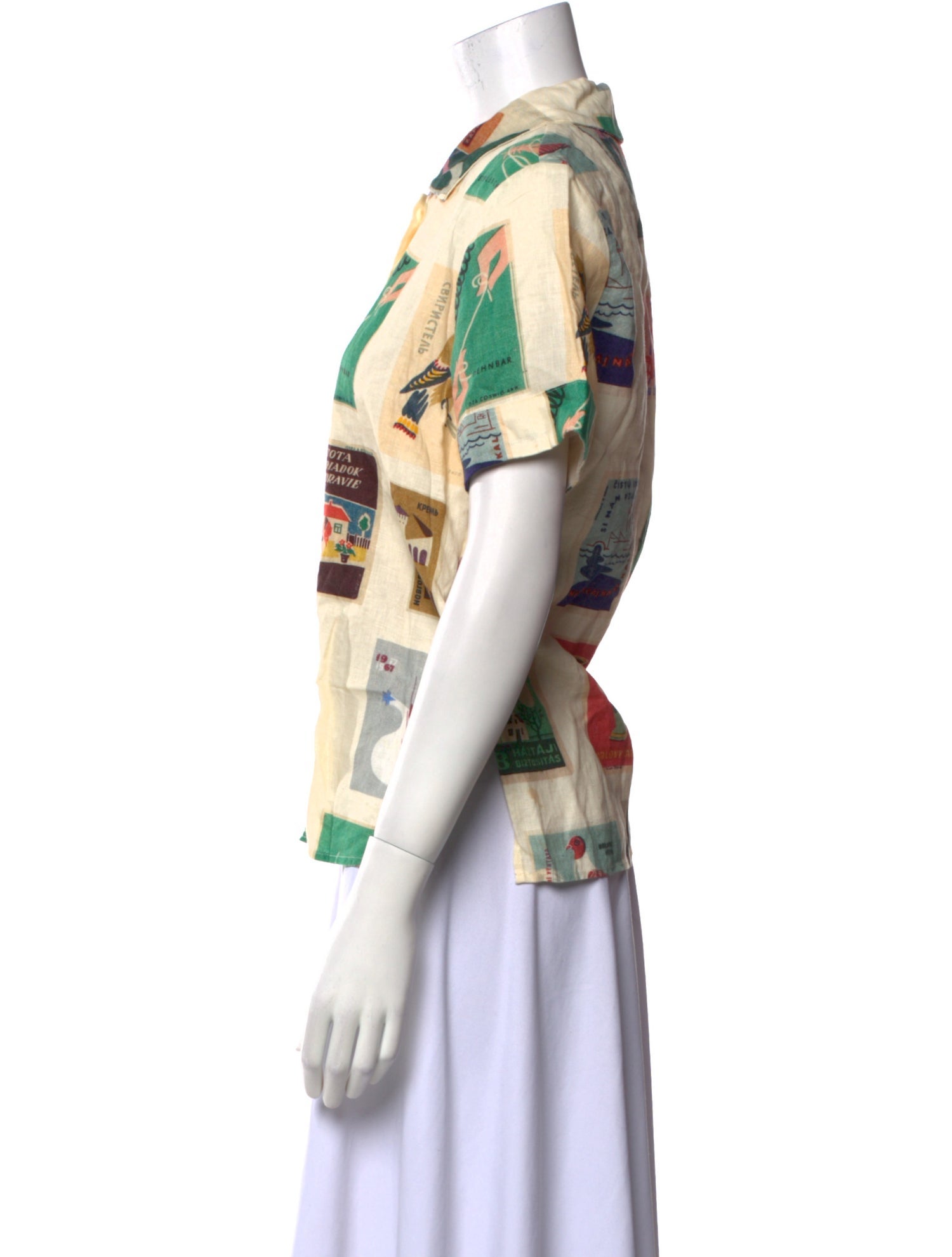 Oroton Linen Printed Button-Up Top