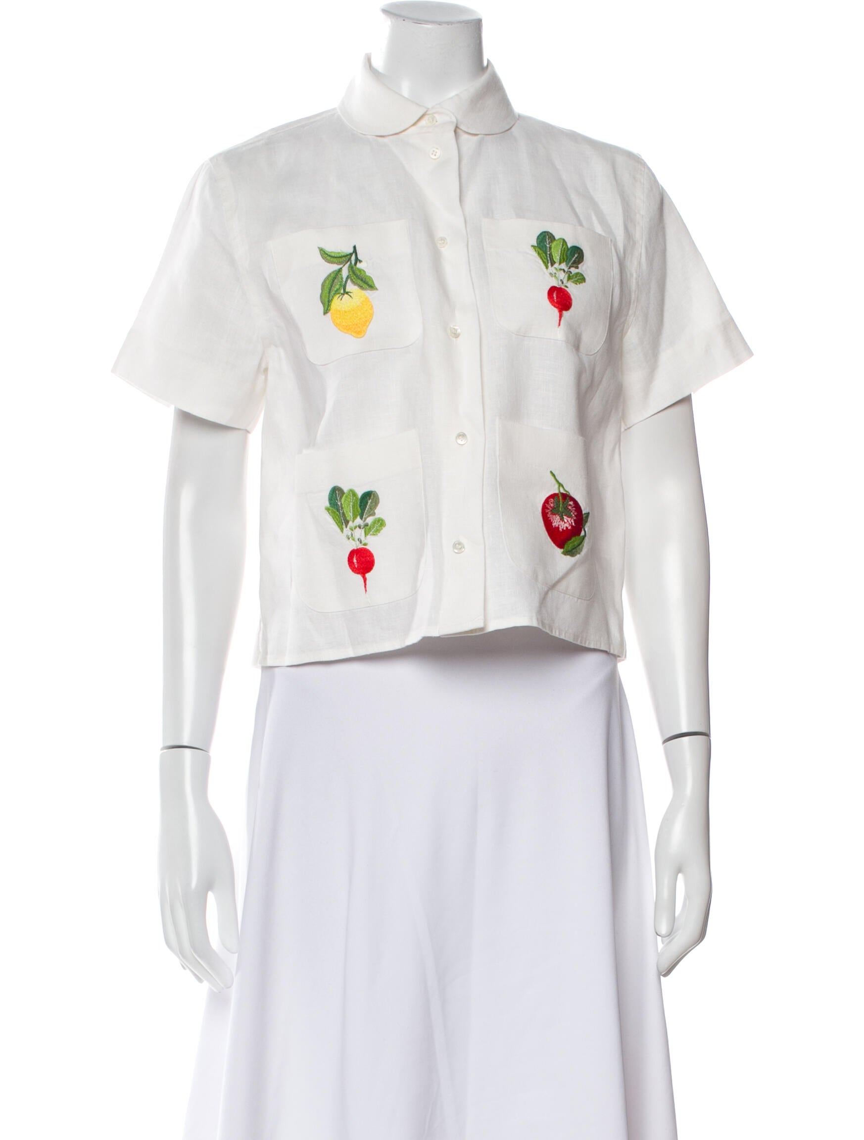 Oroton Linen Graphic Print Crop Top