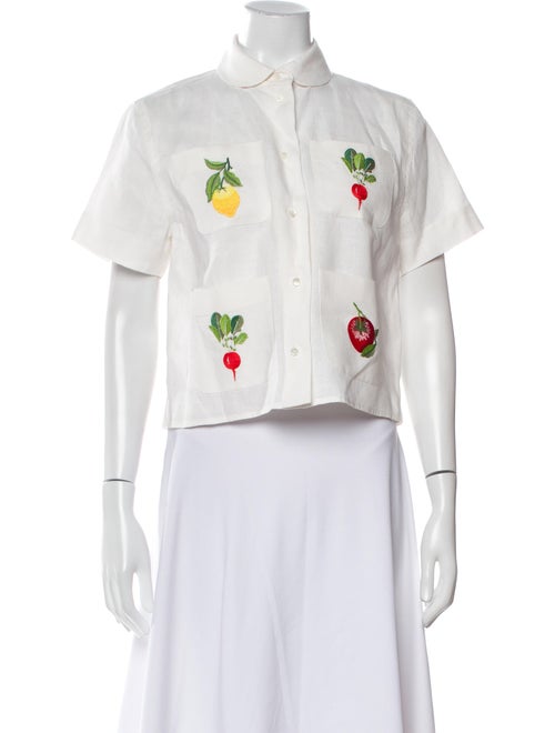 Oroton Linen Graphic Print Crop Top