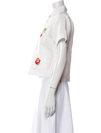 Oroton Linen Graphic Print Crop Top