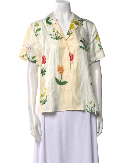 Oroton Silk Floral Print Button-Up Top