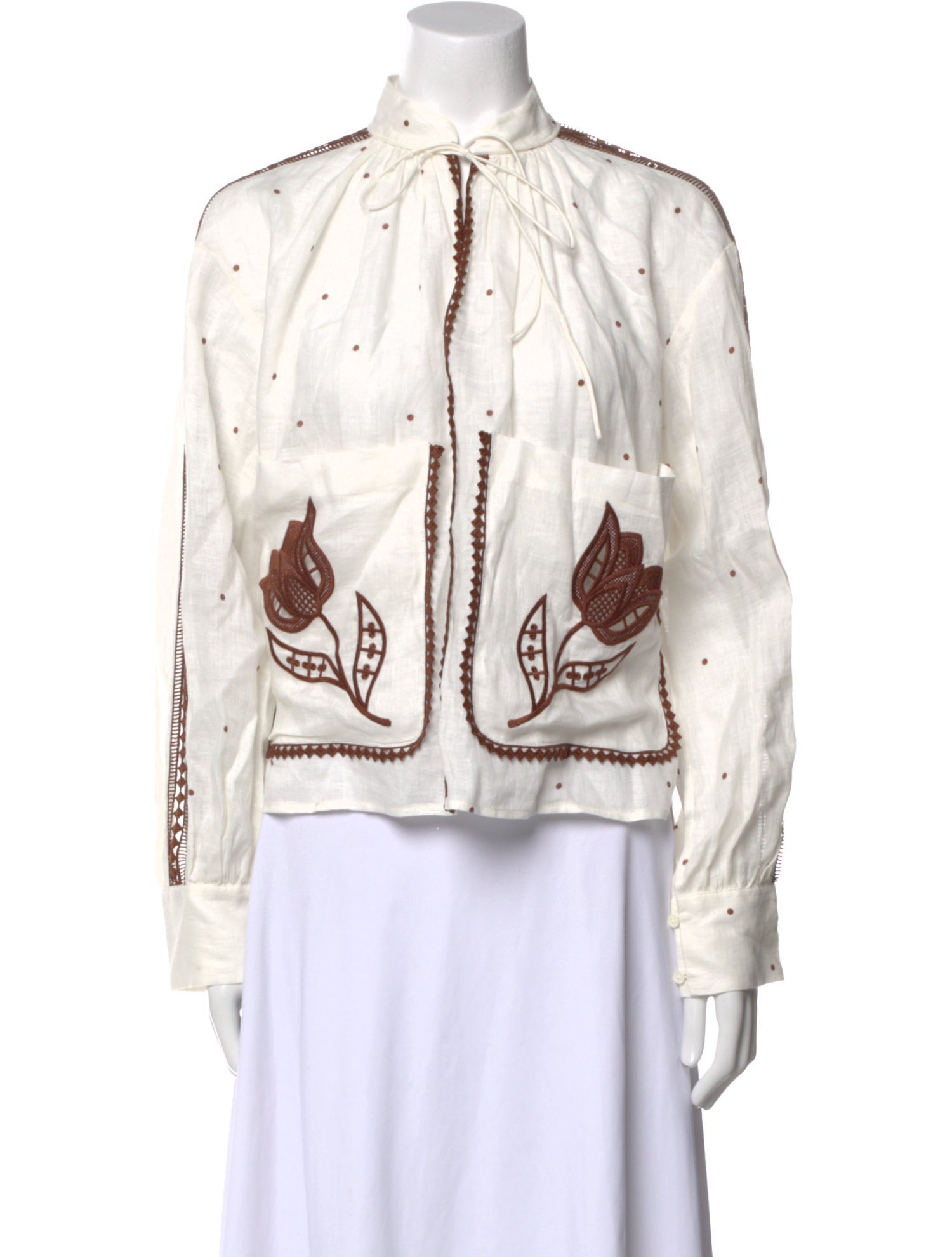 Oroton Linen Printed Button-Up Top