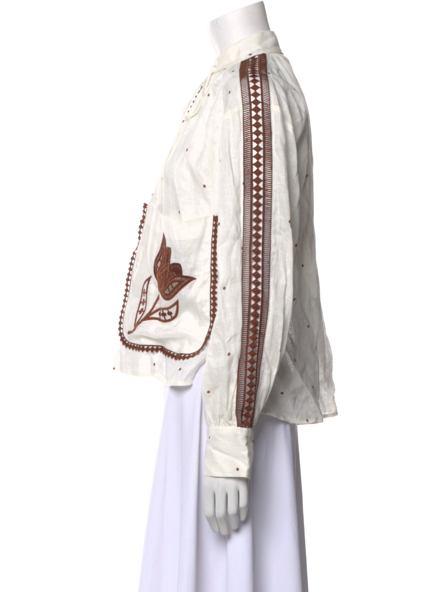 Oroton Linen Printed Button-Up Top