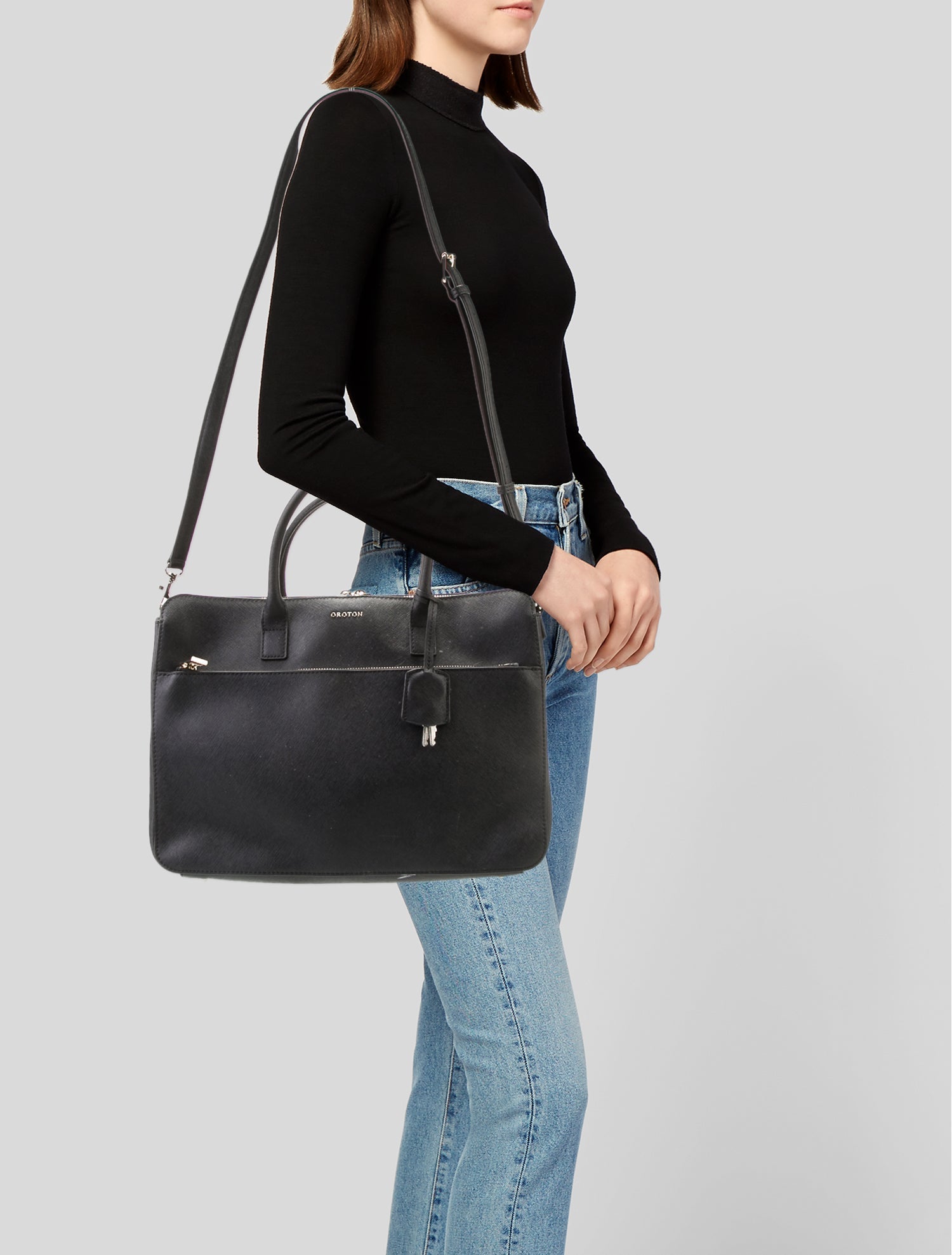 Oroton Saffiano Leather Top Handle Bag