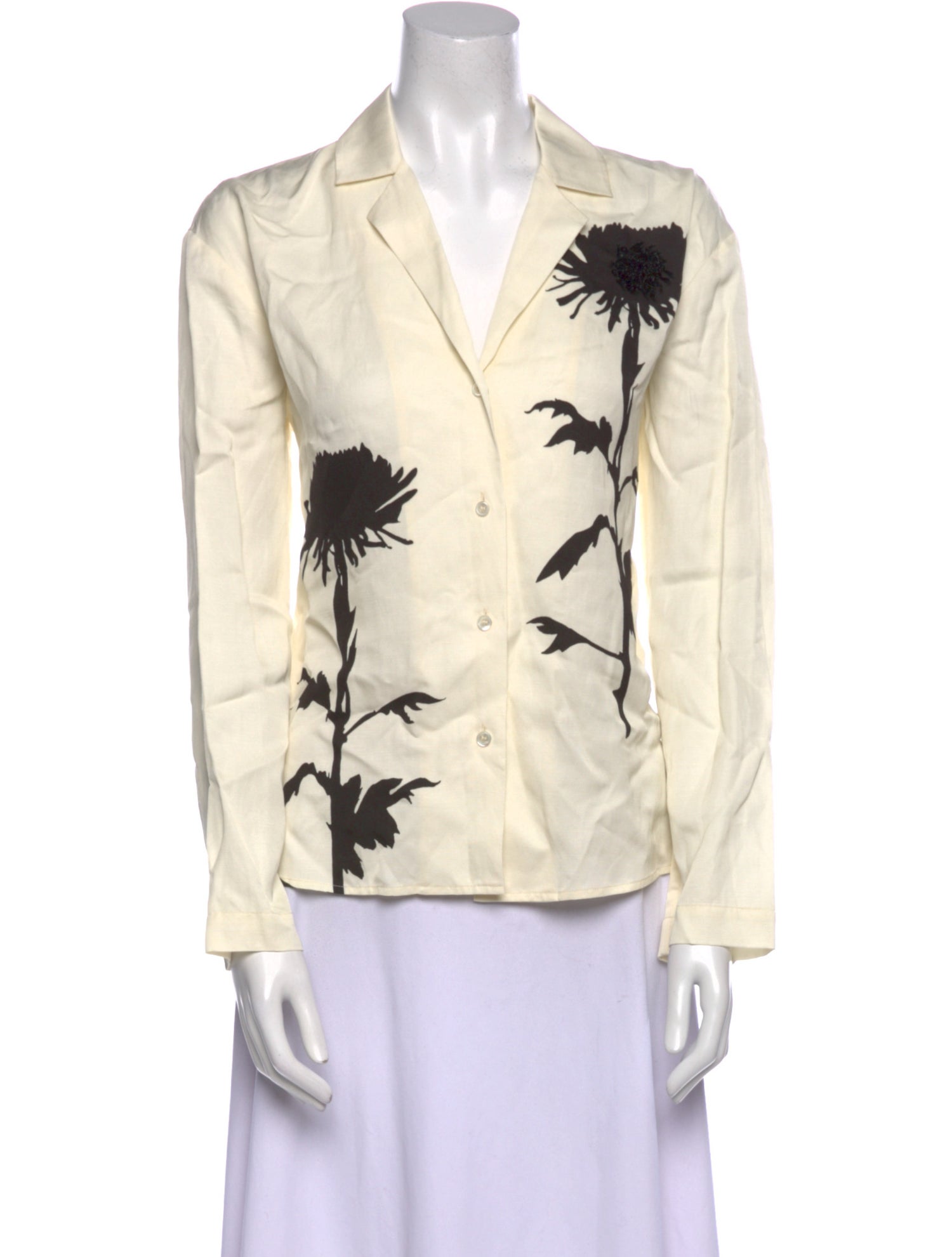 Oroton Printed V-Neck Button-Up Top