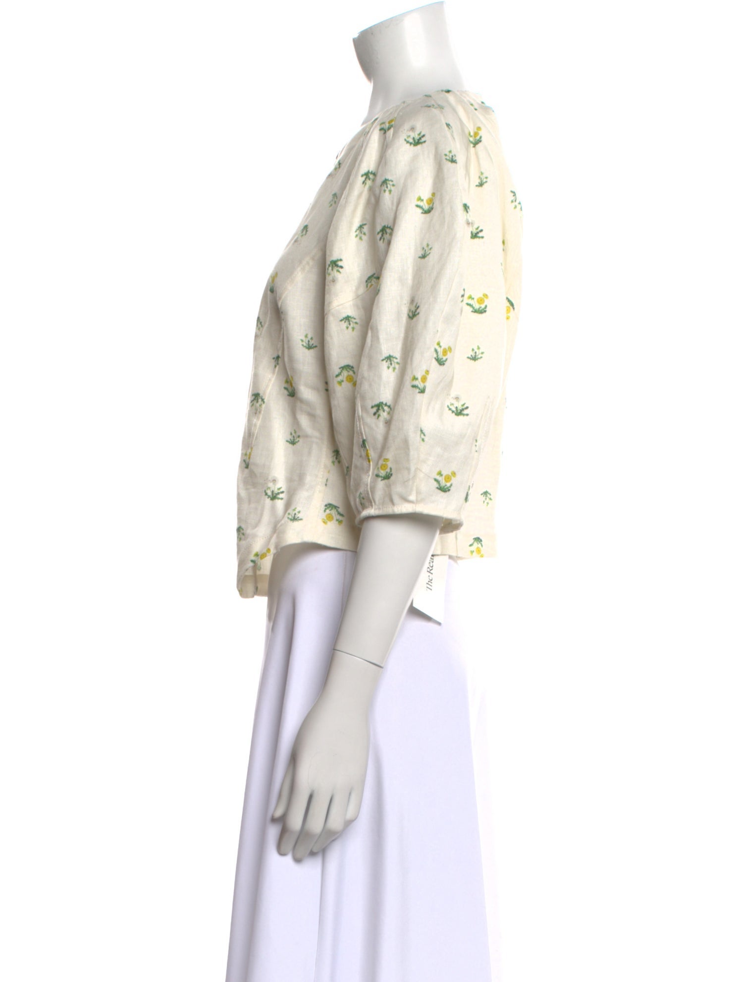 Oroton Linen Floral Print Crop Top