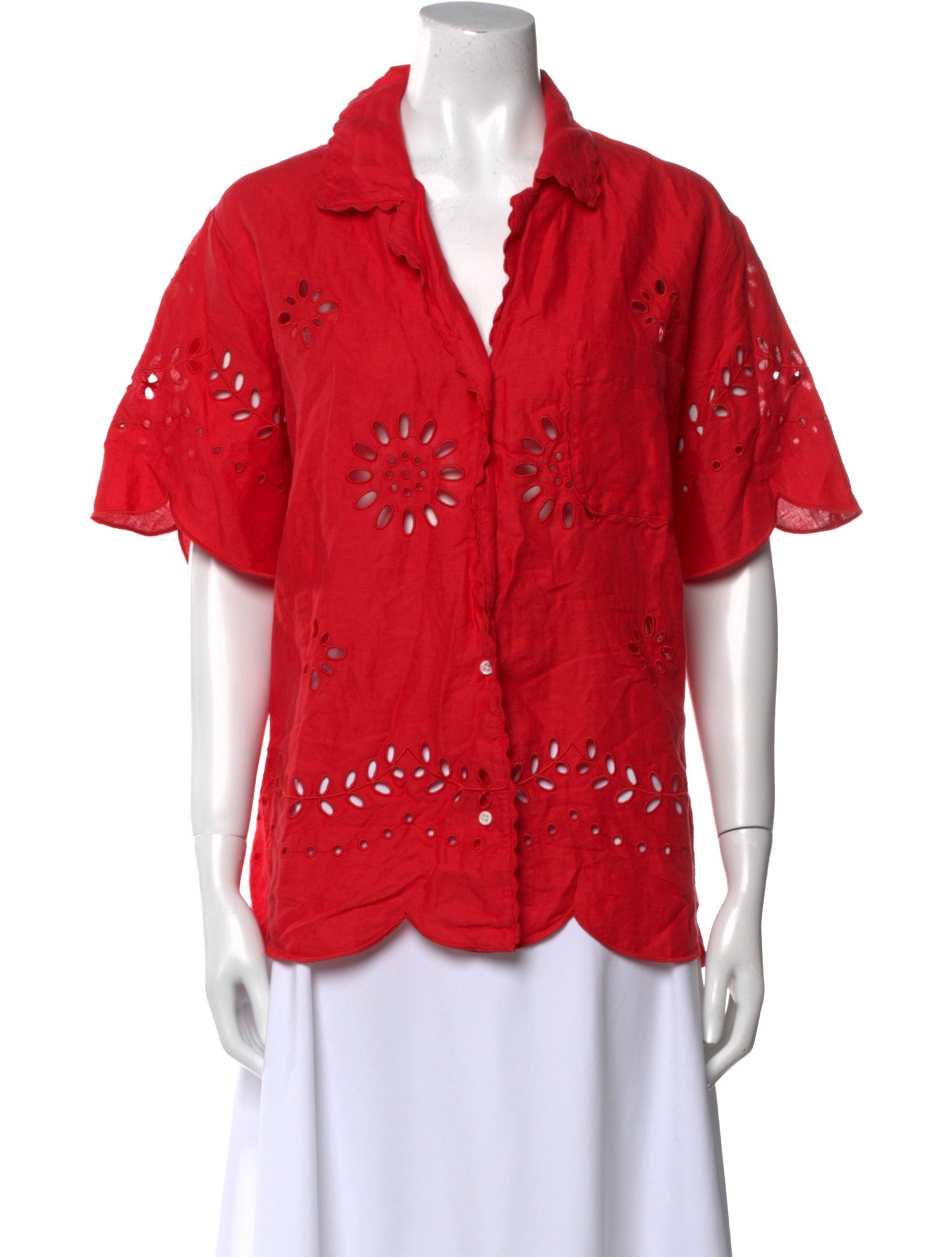 Oroton Linen V-Neck Button-Up Top