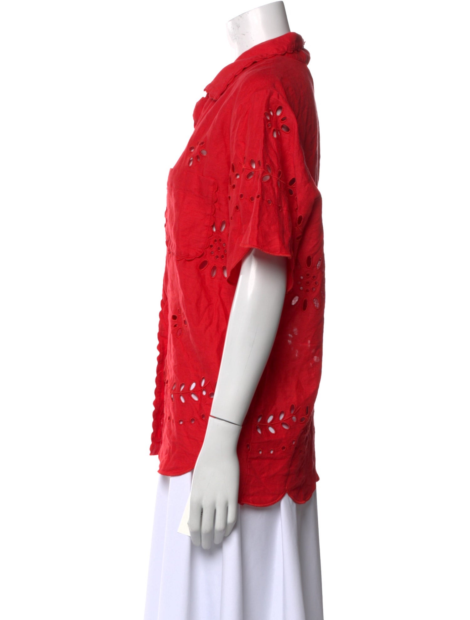 Oroton Linen V-Neck Button-Up Top