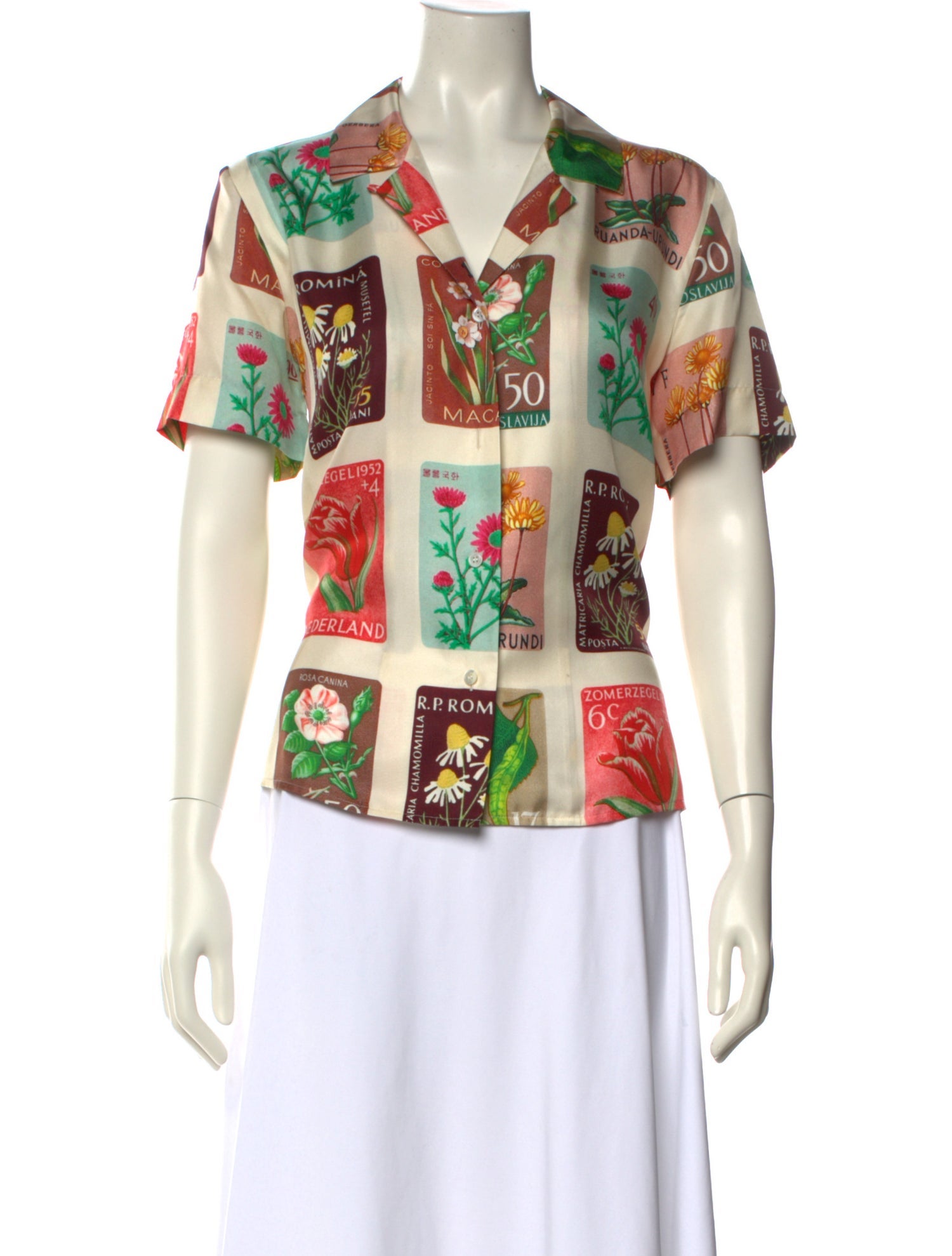 Oroton Silk Printed Button-Up Top