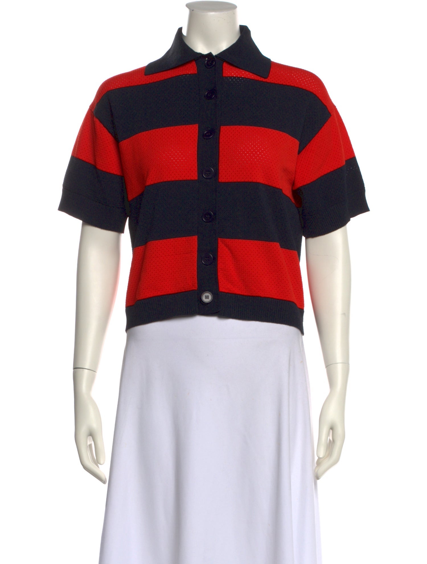 Oroton Striped Short Sleeve Crop Top