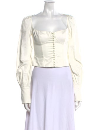 Orseund Iris Square Neckline Long Sleeve Crop Top