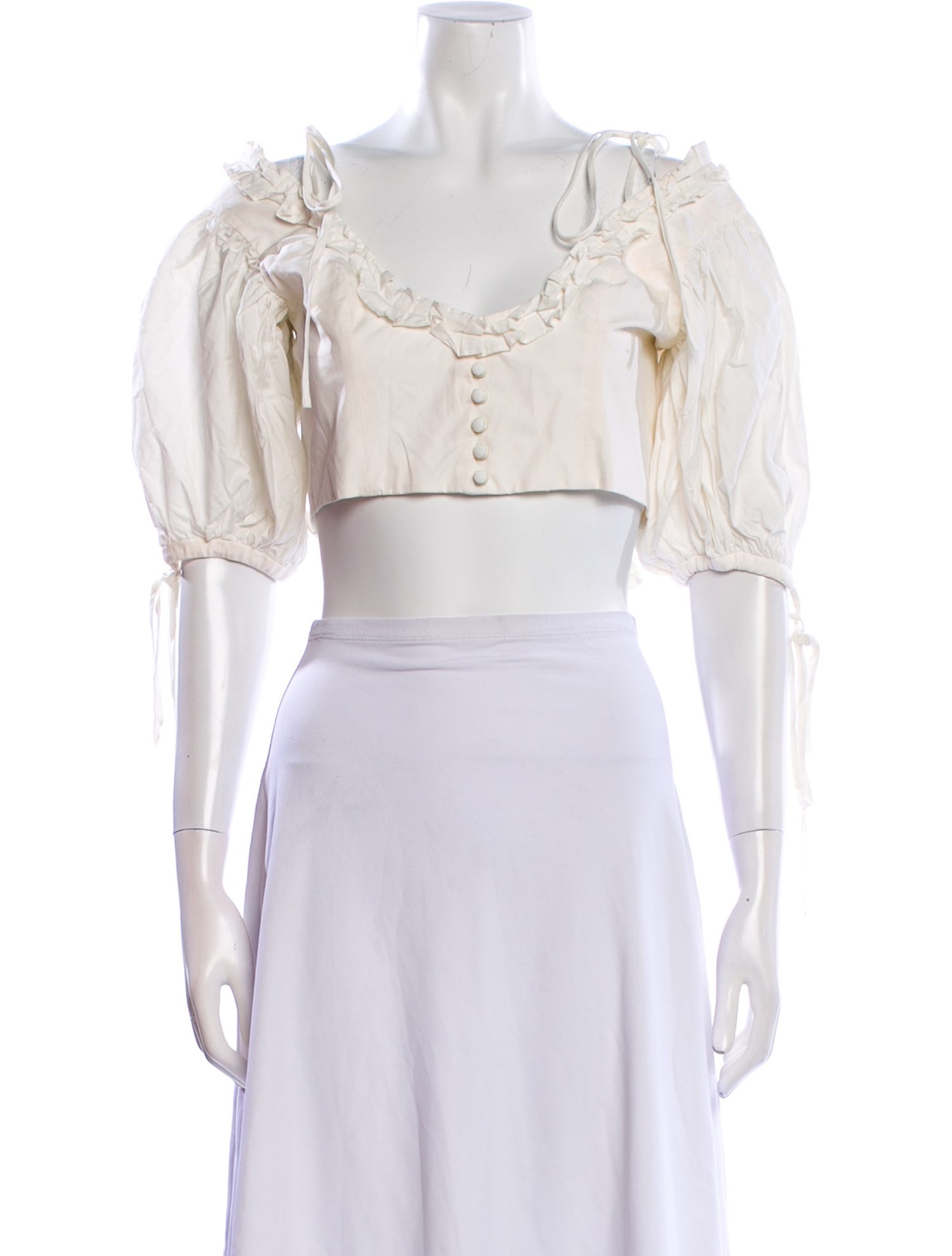 Orseund Iris Square Neckline Three-Quarter Sleeve Crop Top