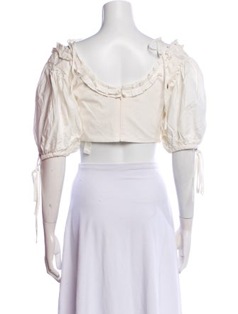 Orseund Iris Square Neckline Three-Quarter Sleeve Crop Top