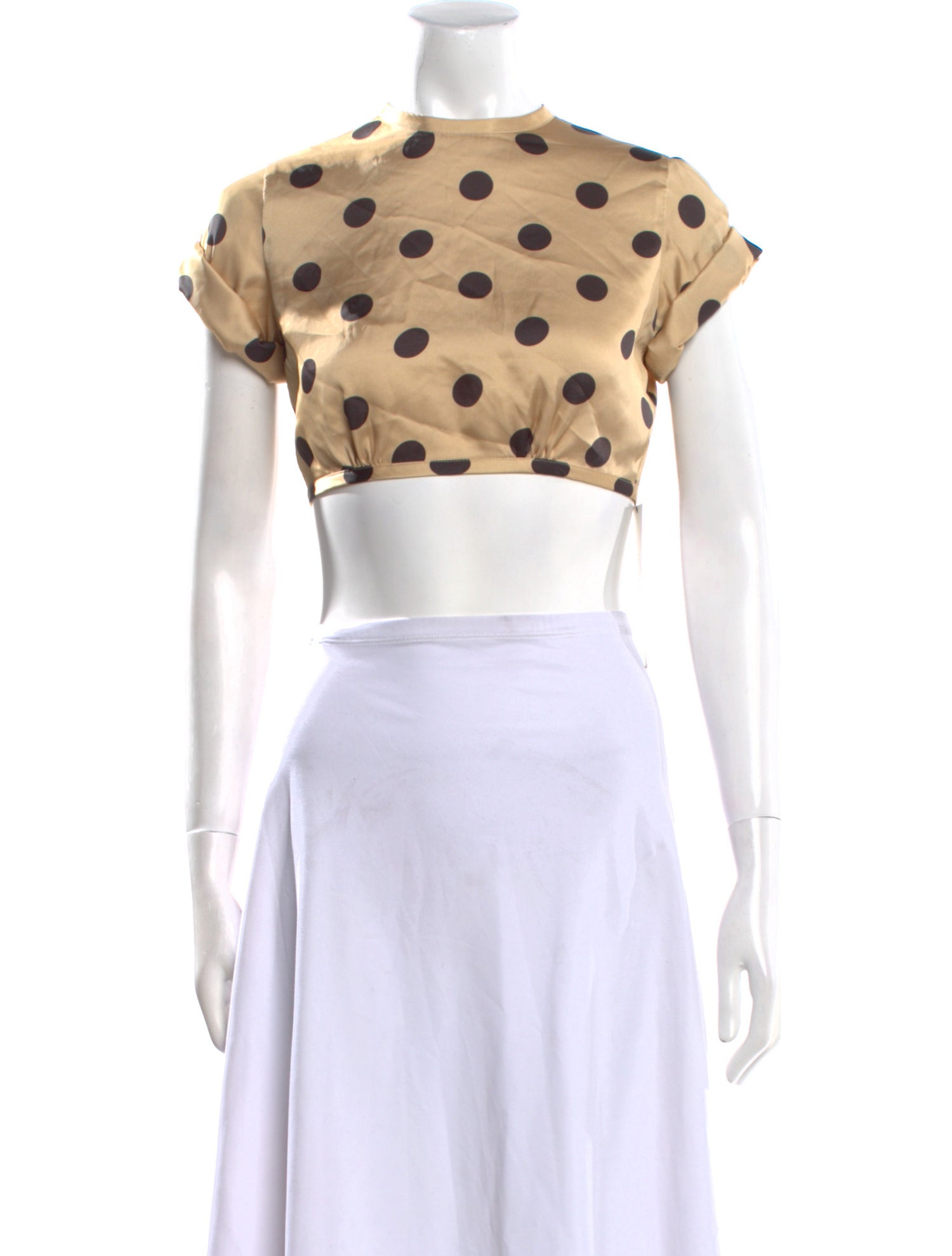 Orseund Iris Polka Dot Print Mock Neck Crop Top