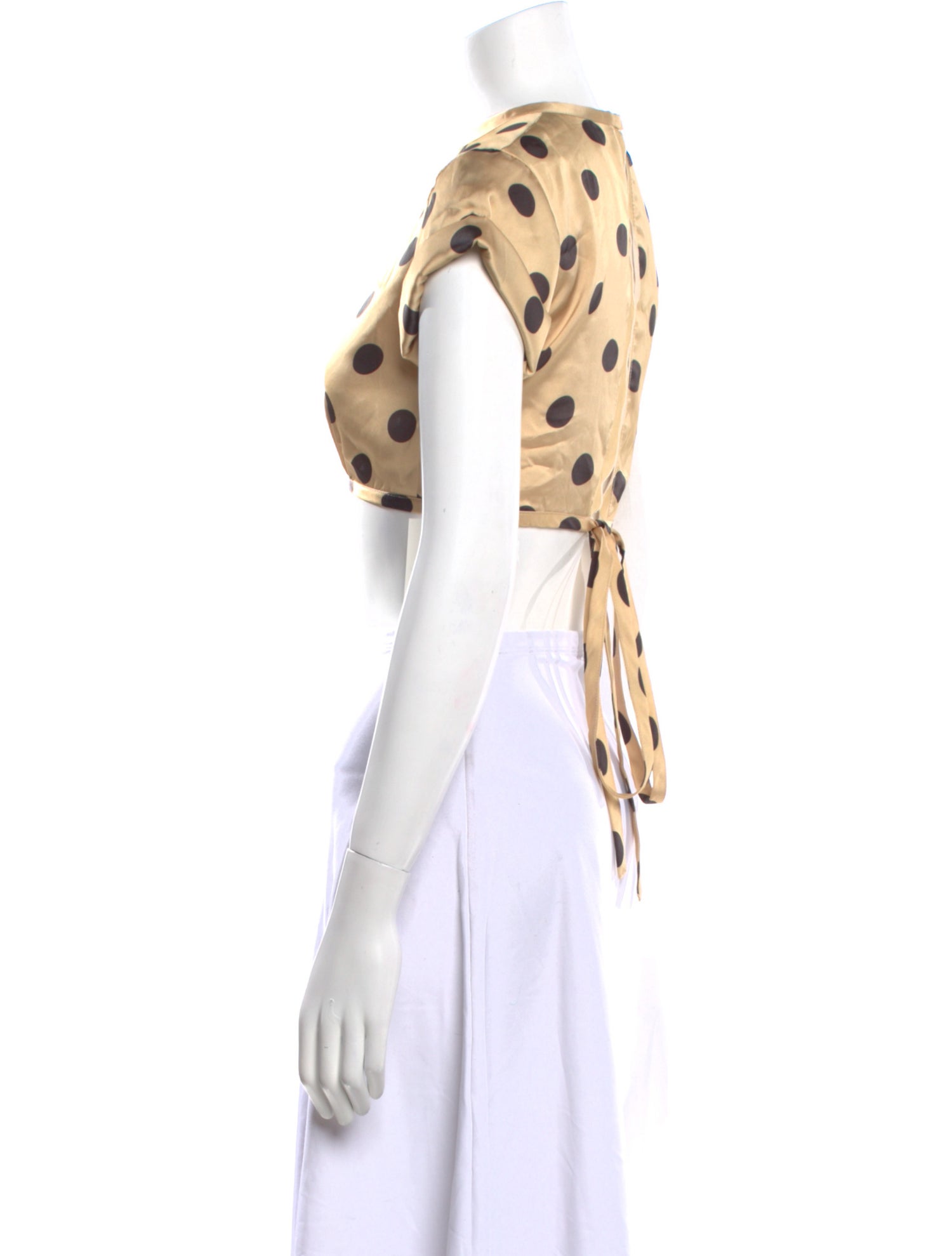 Orseund Iris Polka Dot Print Mock Neck Crop Top