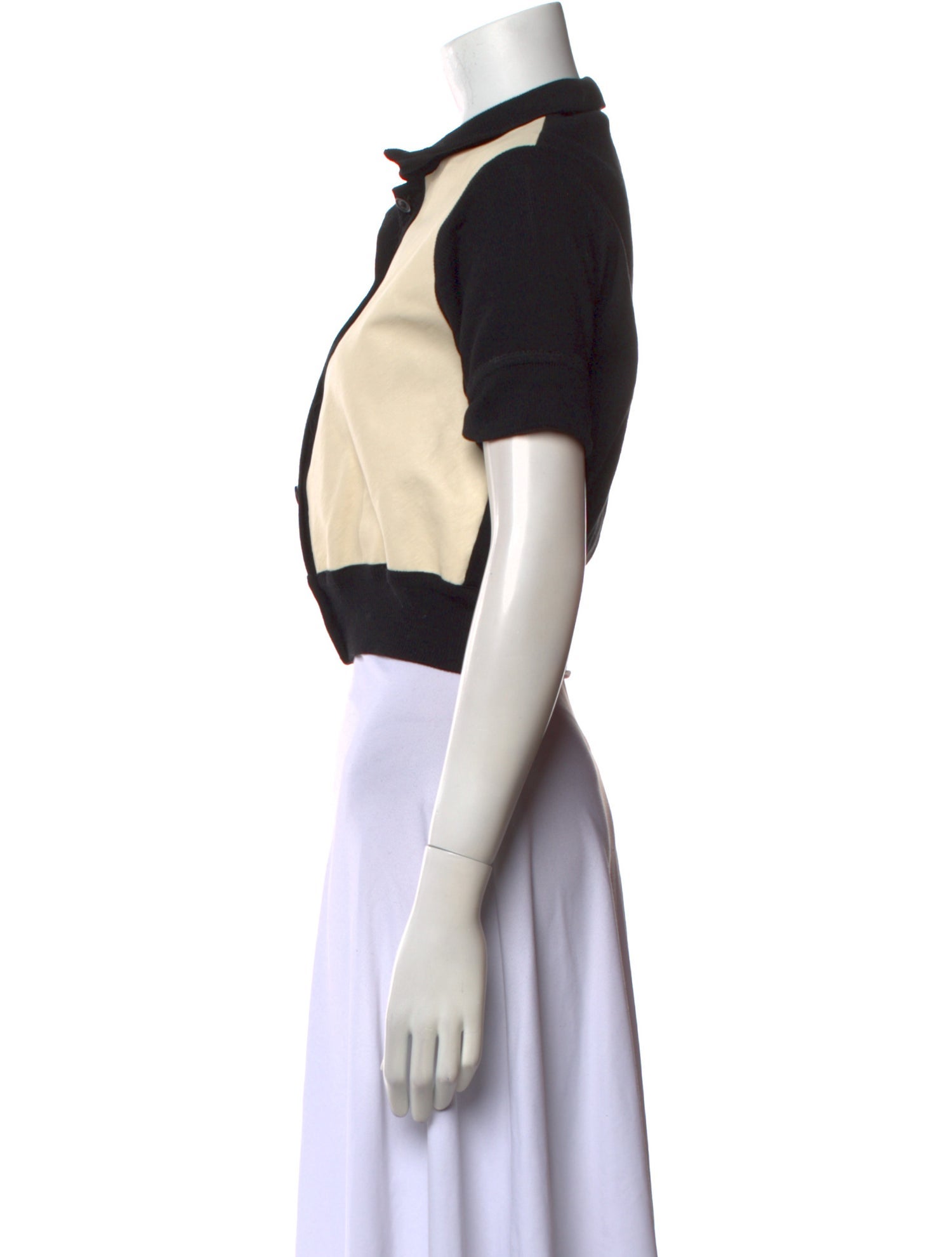 Orseund Iris Lamb Leather Colorblock Pattern Crop Top
